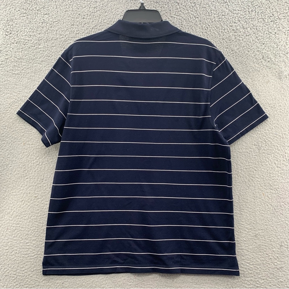 Vince Men’s L Classic Polo Shirt Black White Short Sleeve Stripe Cotton Collared - Picture 10 of 12